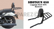 Fit For Royal Enfield Shotgun 650 Rear Luggage Rack with Backrest Black - SPAREZO